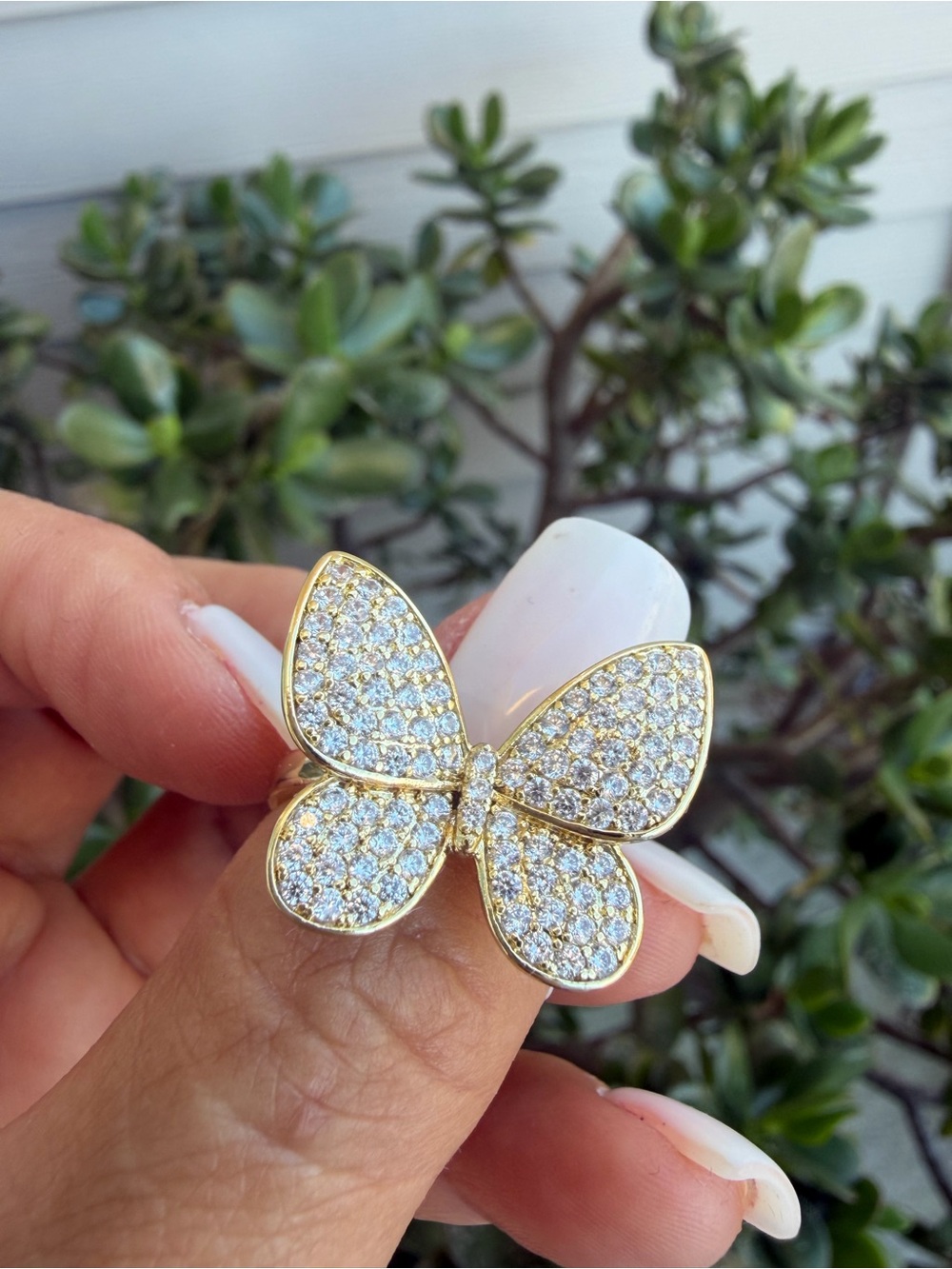 Gold Butterfly Pavé Crystal Statement Ring - Women Jewelry #9